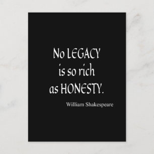 Carte Postale Citation de Shakespeare Pas d'héritage si riche qu