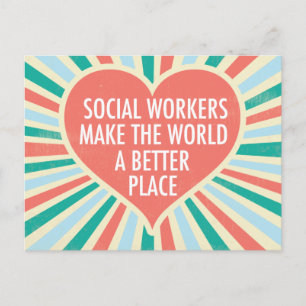 Carte Postale Citation de travail social inspirationnel Coeur Co