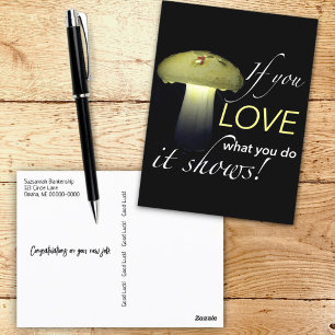 Carte Postale Citation de vie inspirante Typographie Champignon
