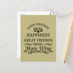 Carte Postale citation de vin drôle pour les amis