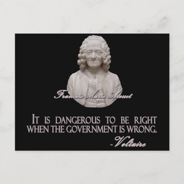Carte Postale Citation de Voltaire sur le mauvais gouvernement (Devant)