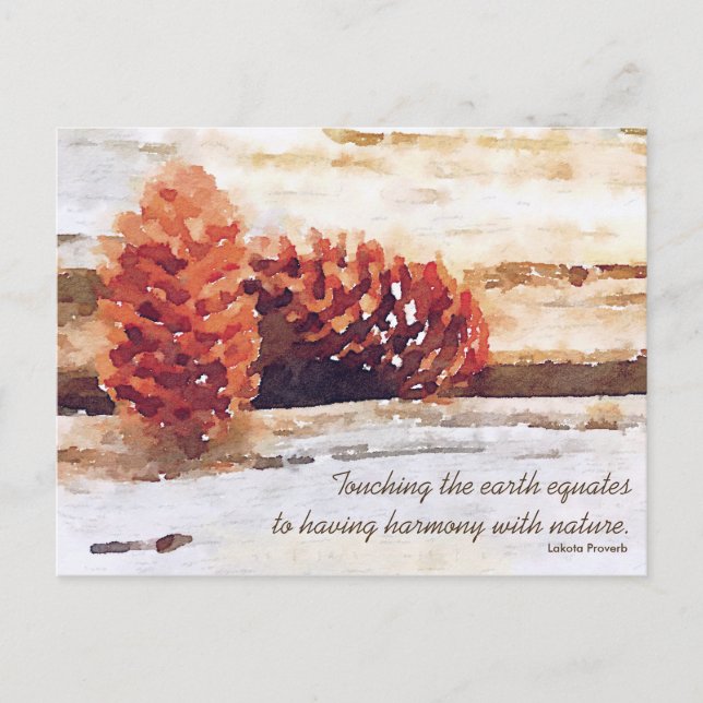 Carte Postale Citation d'encouragement aux cônes de pin aquarell (Devant)
