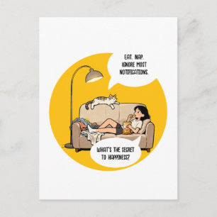 Carte Postale Citation d'humour de chat drôle Introverti