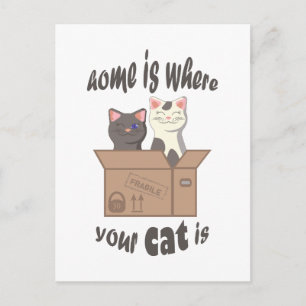 Carte Postale Citation drôle Accueil est où est votre chat