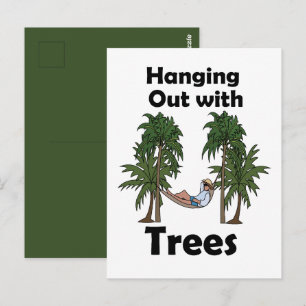 Carte Postale Citation drôle de camping en hamac avec des arbres