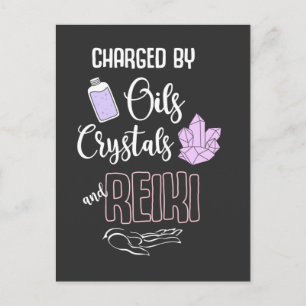 Carte Postale Citation drôle de Reiki Cristaux et Huiles Essenti