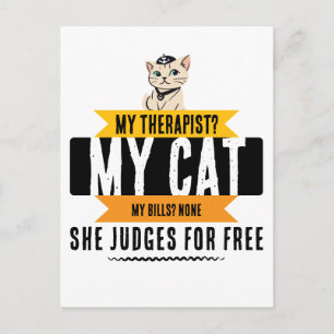 Carte Postale Citation drôle de thérapeute félin pour les amateu
