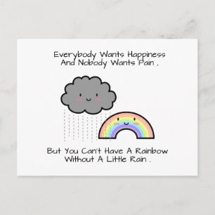 Carte Postale Citation du bonheur nuageux de pluies arc-en-ciel 
