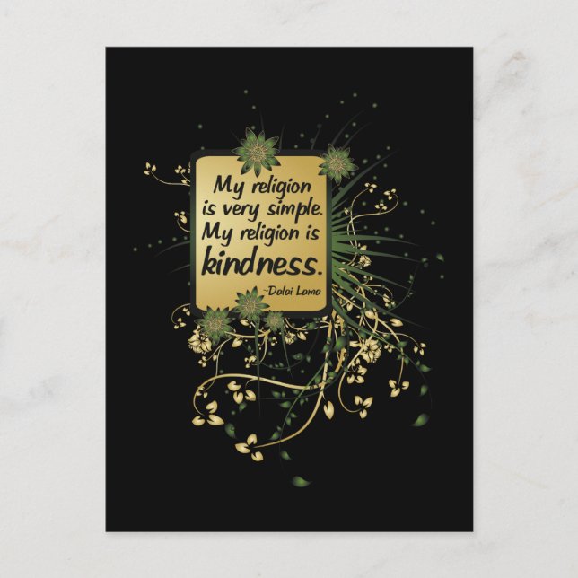 Carte Postale Citation du Dalaï Lama sur la religion (Devant)