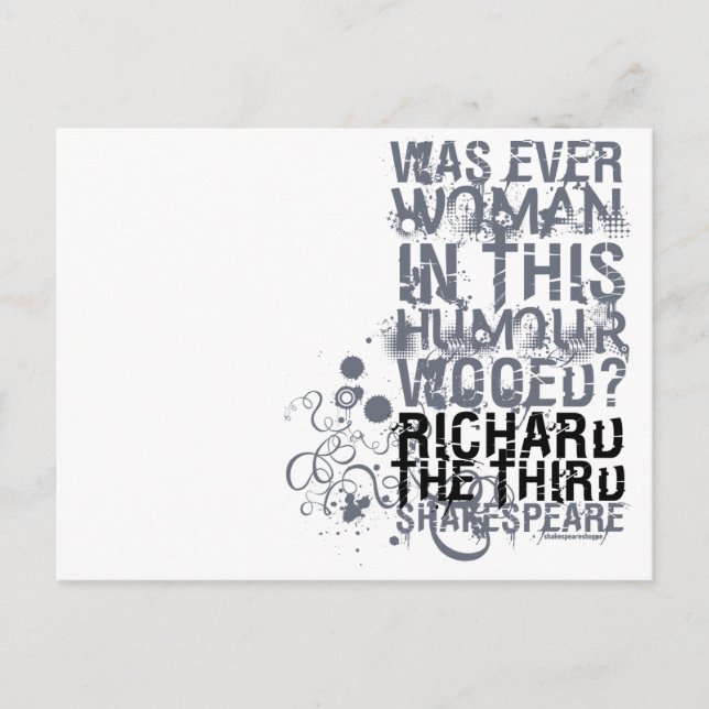 Carte Postale Citation En Bois Richard III (B&W) (Devant)