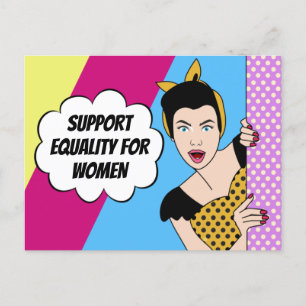 Carte Postale Citation féministe Pop Art Soutien à l'égalité pou
