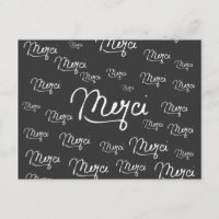 Citation Française "Merci" Motif noir et blanc