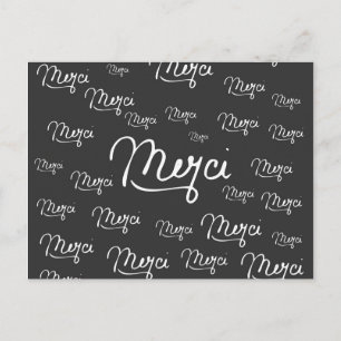 Carte Postale Citation Française "Merci" Motif noir et blanc