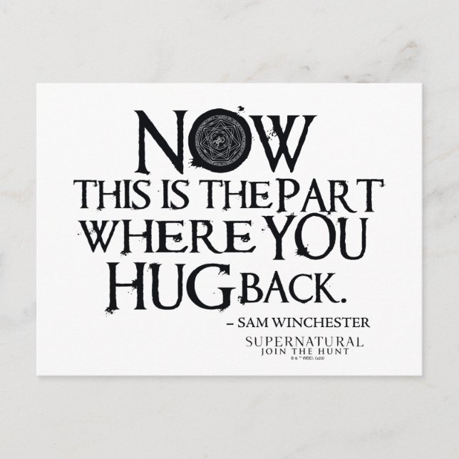 Carte Postale Citation "Hug Back" Surnaturel (Devant)