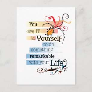 Carte Postale Citation illustrée inspirante de VIE remarquable