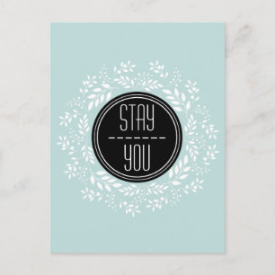 Carte Postale Citation inspirante de couronne florale bleu clair