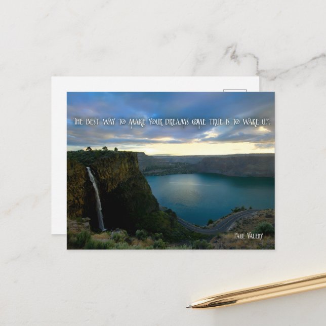 Carte Postale Citation Inspirationnelle de Paul Valery "Réveille (Devant/Arrière en situation)