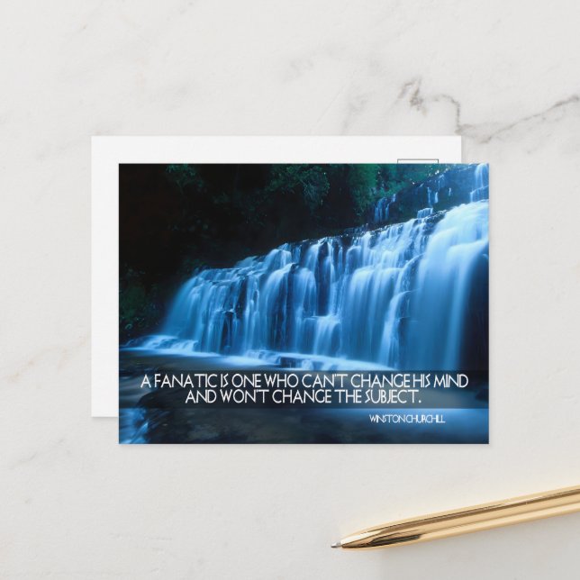 Carte Postale Citation Inspirationnelle de Winston Churchill "Fa (Devant/Arrière en situation)