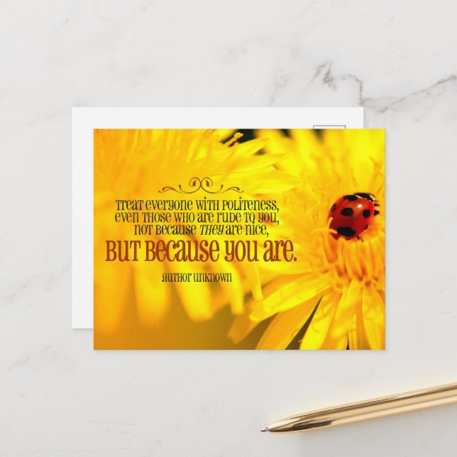 Carte Postale Citation Inspirationnelle "Vous êtes sympa" (Devant/Arrière en situation)