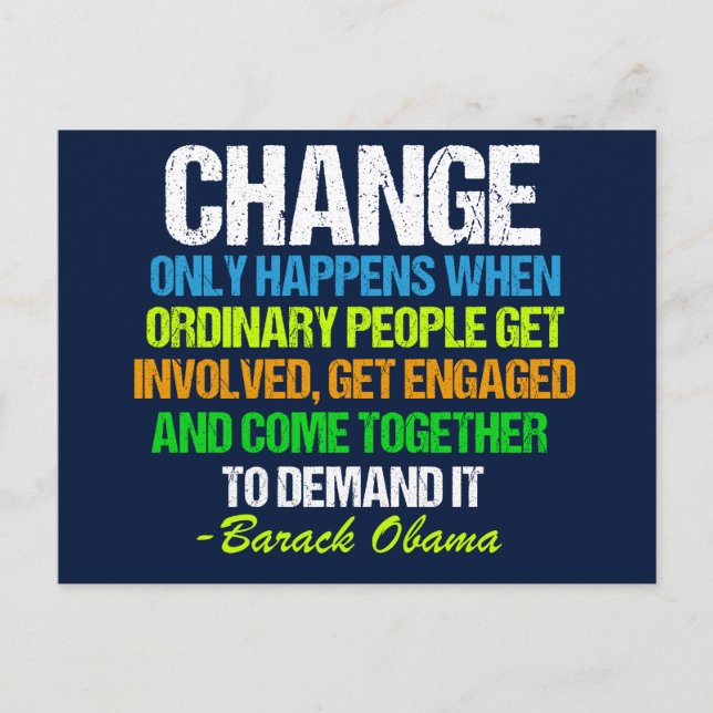 Carte Postale Citation inspirée d'Obama sur le changement politi (Devant)