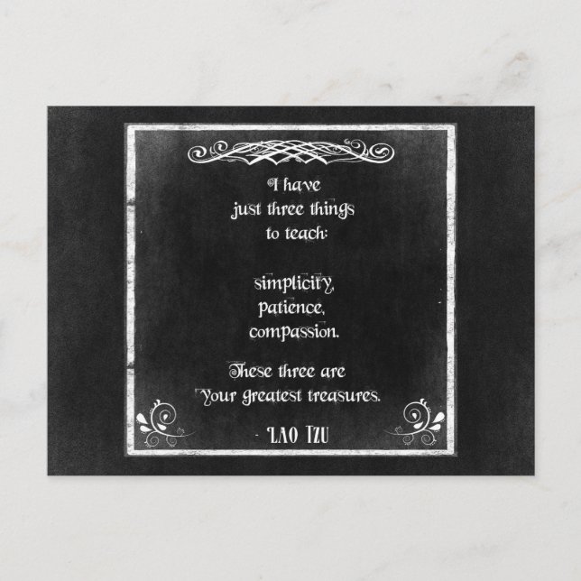 Carte Postale Citation inspirée Lao Tsu sur un tableau de bord (Devant)