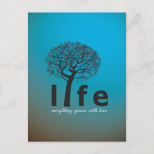 Carte Postale Citation inspirée turquoise d'arbre de la vie