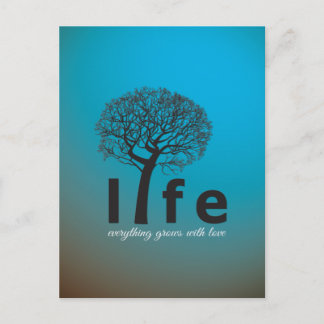 Carte Postale Citation inspirée turquoise d'arbre de la vie