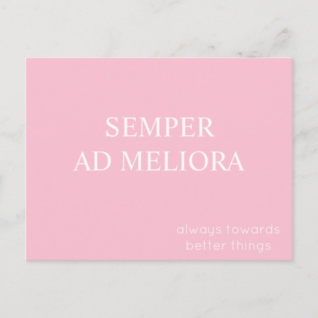 Carte Postale Citation latine Semper Ad Meliora Rose (Devant)