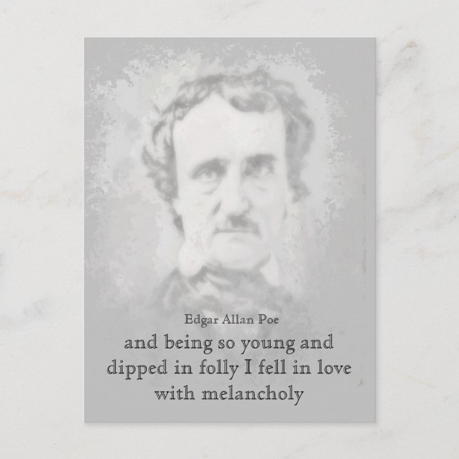 Carte Postale Citation Melancholy du poète Edgar Allan Poe (Devant)