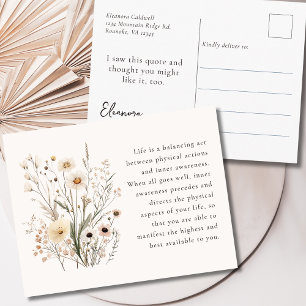 Carte Postale Citation Motivante Fleurs Sauvages Délicates