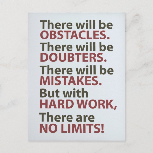 Carte Postale Citation motivationnelle - Il y aura des obstacles (Devant)