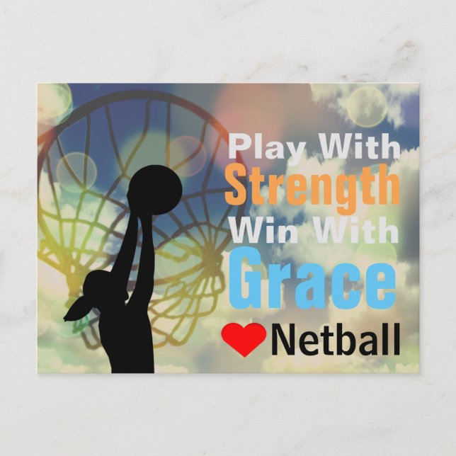 Carte Postale Citation Motivationnelle Love Netball (Devant)