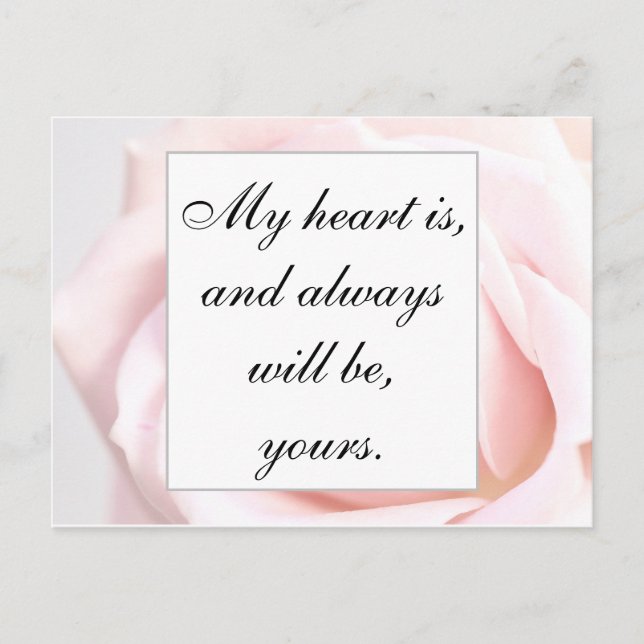 Carte Postale Citation romantique rose pâle floral Jane Austen A (Devant)