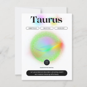 Carte Postale Citation Signe du Zodiaque Taureau Élément Terre M