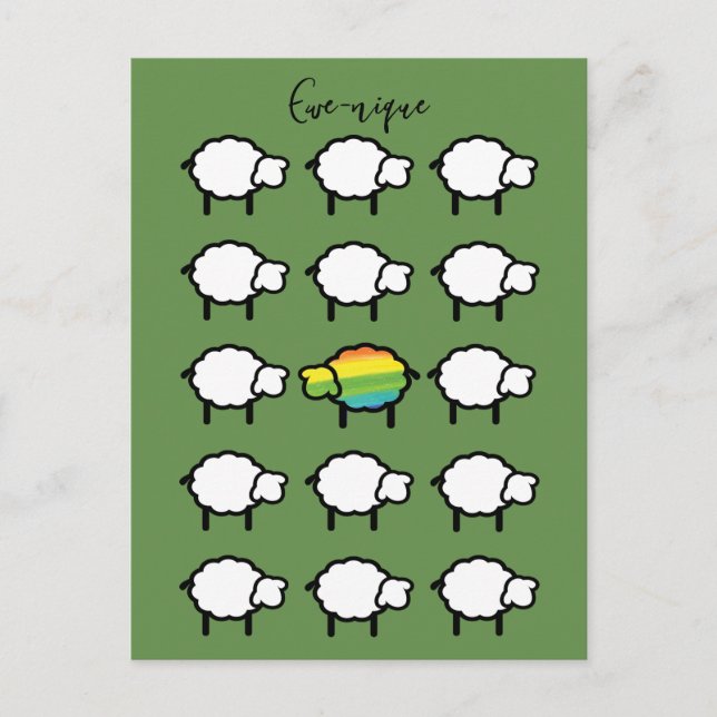 Carte Postale citation unique de l'arc-en-ciel mouton unique car (Devant)