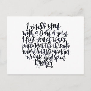 Carte Postale Citations d'amour : Tu Me Manques Avec Un Coeur De