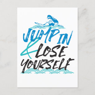 Carte Postale Citations de natation, de saut et de plaisir Desig