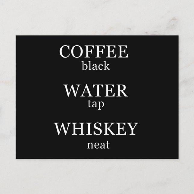 Carte Postale Citations drôles de whisky humour whiskey dictons (Devant)