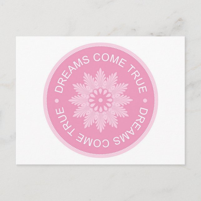 Carte Postale Citations Inspirationnelles 3 Mots ~Dreams Come Tr (Devant)