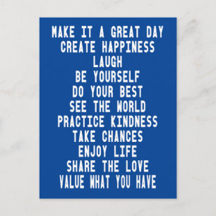 Carte Postale Citations Inspirationnelles Graphiques Bleus du Gr