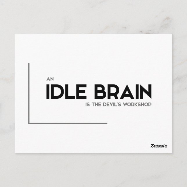 Carte Postale Citations MODERNES : cerveau oisif, atelier du dia (Dos)