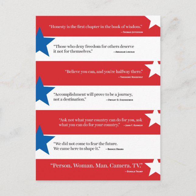 Carte Postale Citations Présidentielles Célèbres + Personne Femm (Devant)