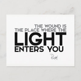 Carte Postale Citations : Rumi : La lumière entre en vous