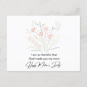 Carte Postale Citations Sincères Fleurs de la Fête des Mères Des