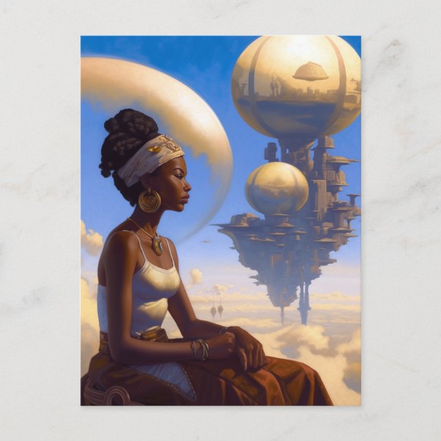 Carte Postale Cité flottante Afrofuturiste Science Fiction (Devant)
