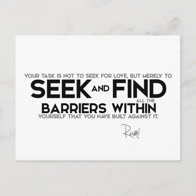 Carte Postale CITES : Rumi : Obstacles en soi (Devant)