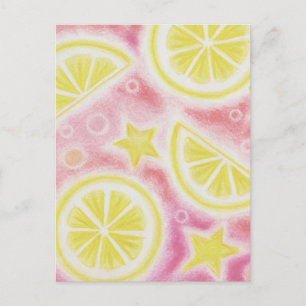Carte postale "citrons" de limonade rose