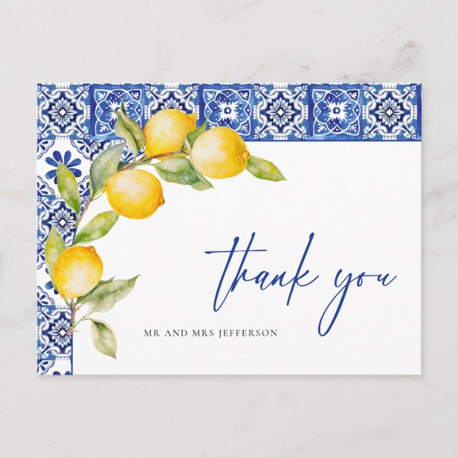 Carte Postale Citrons Méditerranéens Carreaux Bleus Mariage Reme (Devant)