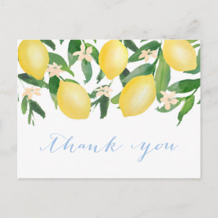 Carte Postale Citrons Merci de douche aquarelle