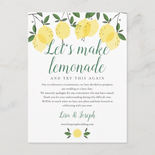 Carte Postale Citrons Modifier la date reportée Annulation de la (Devant)